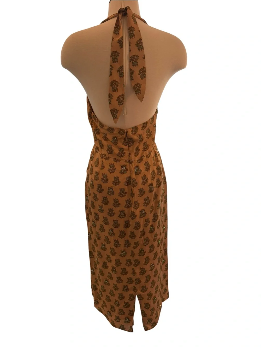 J. Crew Collection Embellished Halter Dress in Tonal Tulip Block Print - Picture 6 of 9